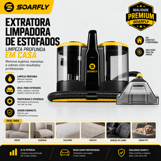 Extratora Limpadora de Estofados Soarfly Home Care 1600W 3 em 1 Spot Cleaner