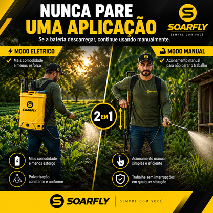 Pulverizador Costal 2 em 1 Elétrico e Manual 20L 12V Soarfly VK-20L PRO